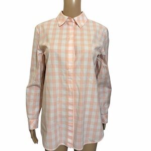 Lafayette 148 New York Pink and White Checkered Button-Down Shirt
